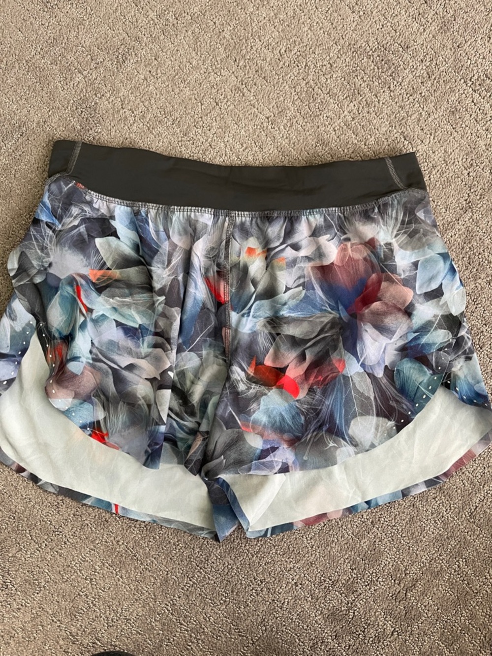 Lululemon Floral Multi-Color Women’s Athletic Shorts with charcoal Waistband